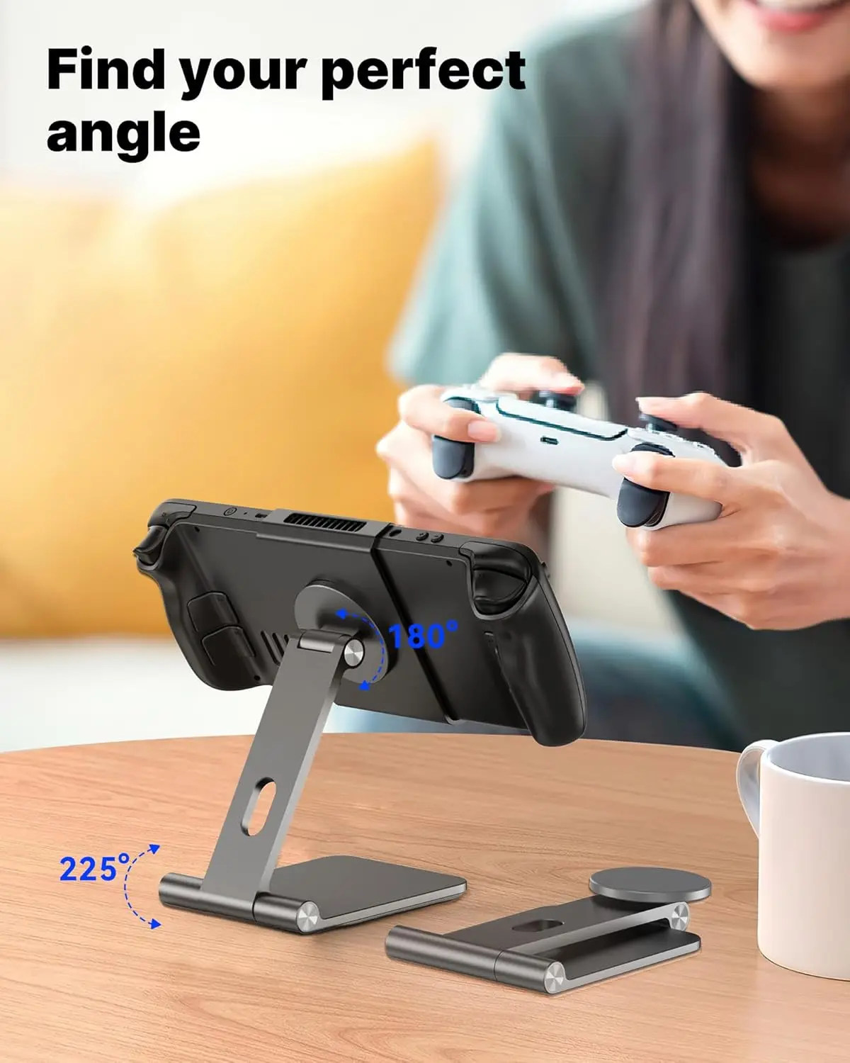 

Magnetic 2-in-1 Stand for Steam Deck & Phone, Aluminum Alloy Adjustable Phone Stand for Steam Deck/OLED, Phone 17/16/15/14/13/12