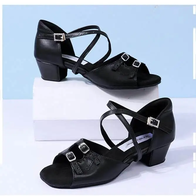 children's-latin-dance-shoes-adjustable-buckle-anti-wear-breathable-round-head-elegant-flat-heel-for-dance-training-and-perfo