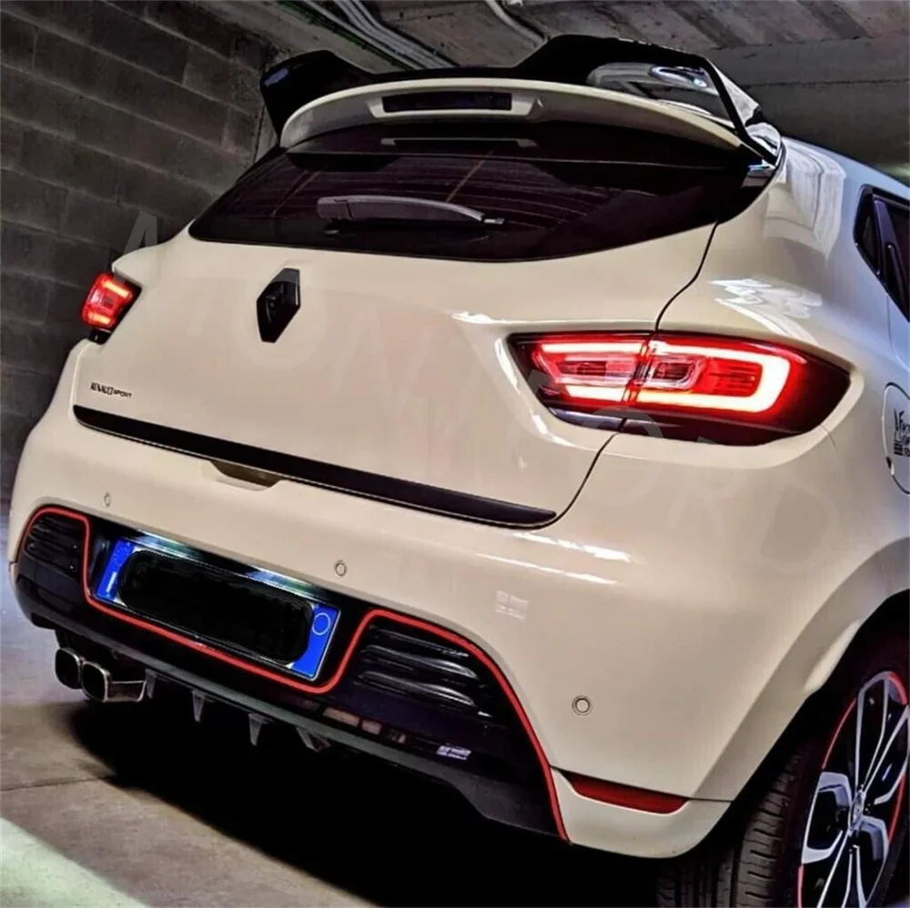 HIigh Quality For Renault Clio Hatchback 2013-2018 MK4 V Style Spoiler Carbon Fiber/FRP Roof Rear Wing Body Kit Accessories