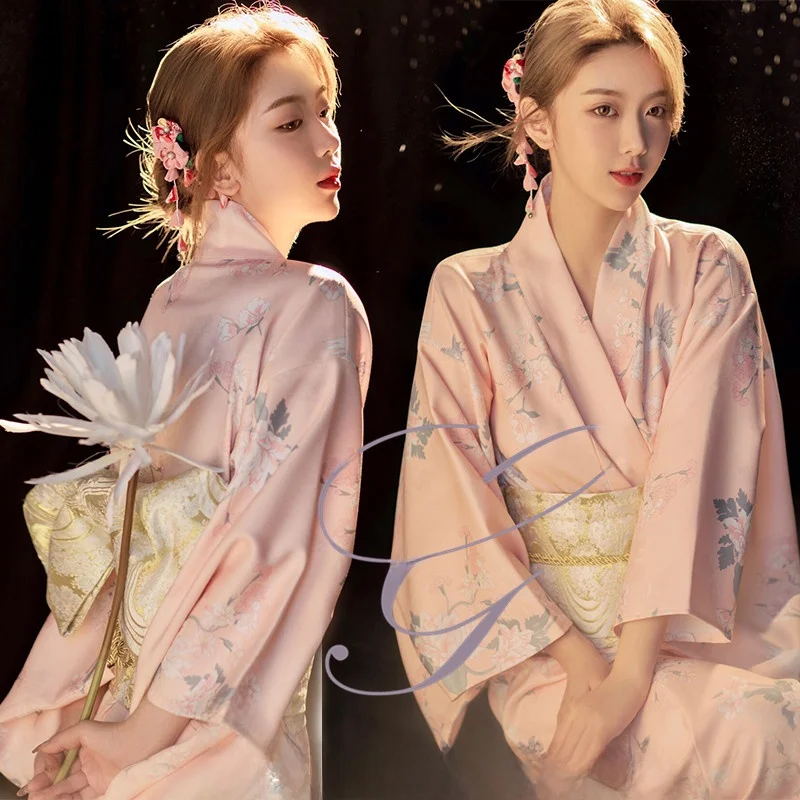 

Traditional Japanese Kimono Dr Women's Formal Outfit Pink Revamped Sle Photoaphy oot Outdoor Scenarios Girl Student