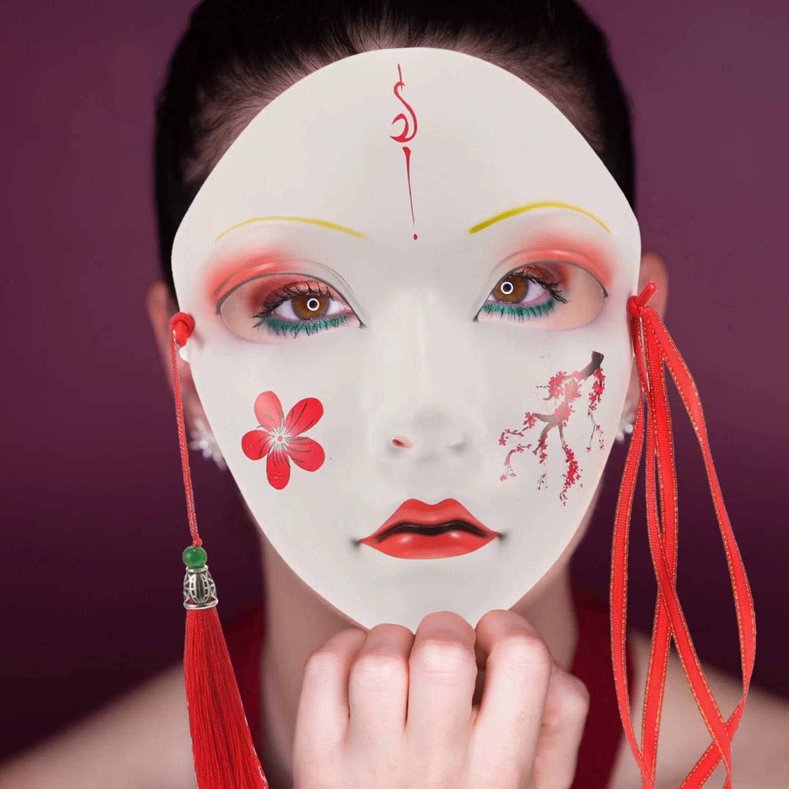 

Full Face Decoration Mask Handcrafted Halloween Party Masquerade Costume Prop For Adults Women Festival Cosplay Tassel