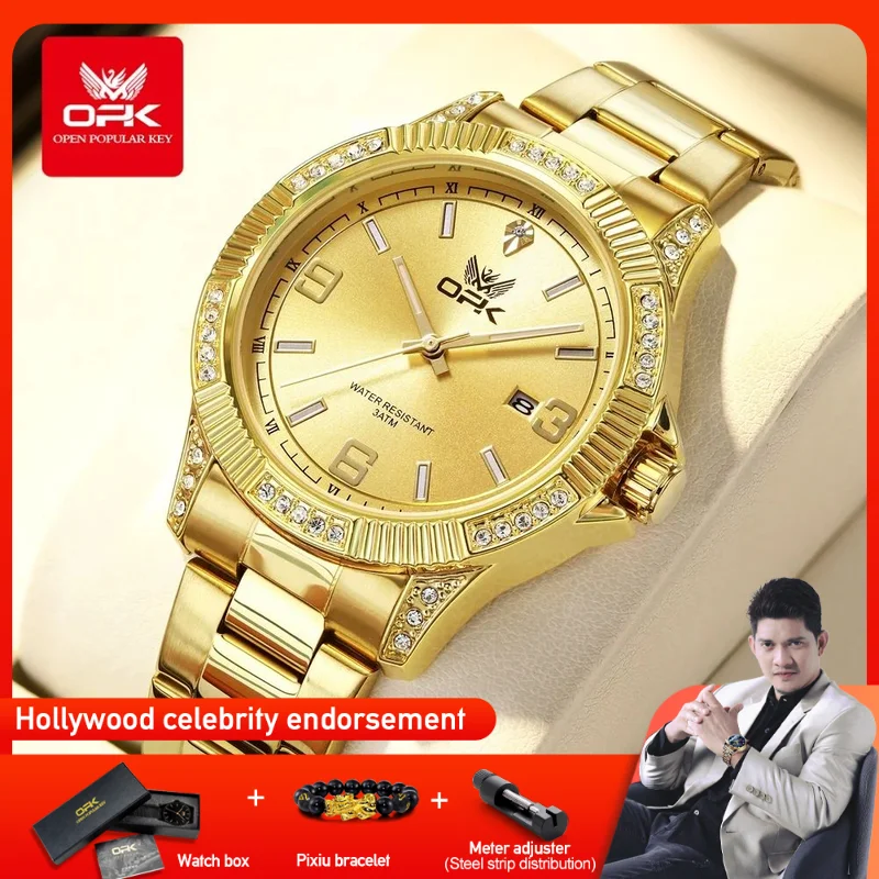 

OPK 8184 Mens Ladies Watch Quartz Watch Waterproof Luminous Stainless Steel Automatic Date Sport Watch With Box Gifts Original