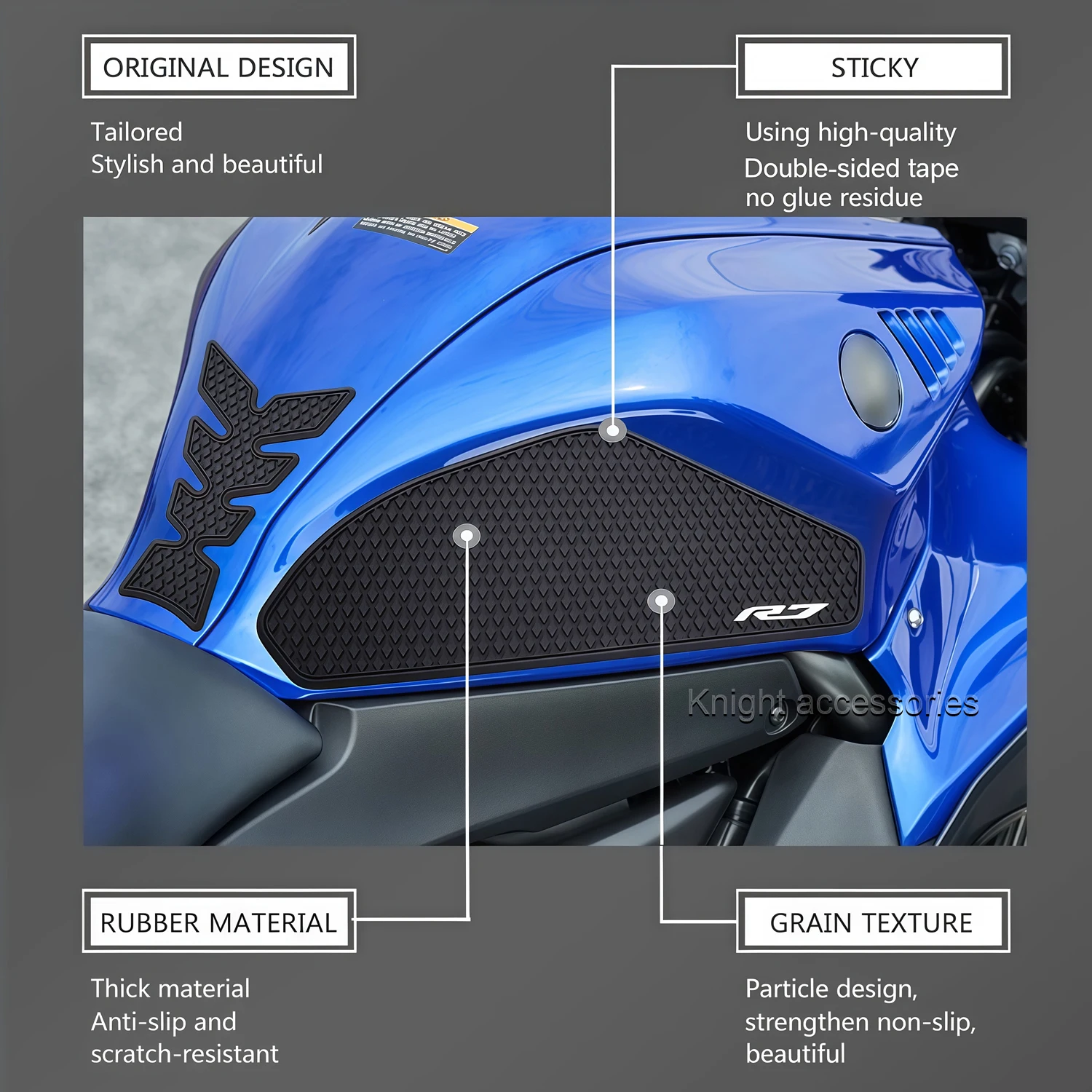 Motorcycle For R7 YZF R7 YZFR7 2021-2025Side Fuel Tank pad Tank Pads Protector Stickers Decal Gas Knee Grip Traction R7 Tank pad
