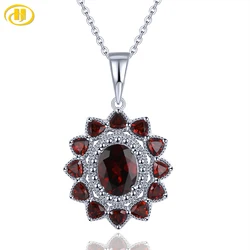 Natural Garnet Solid Silver Pendants Women Fine Jewelrys 3.5 Carats Genuine Gemstone Original Design Mother 's Day Gifts