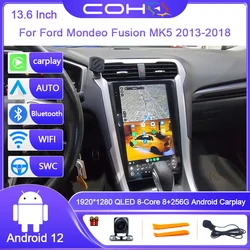 13.6 Inch For Ford Mondeo Fusion MK5 2013-2018 Android12 8-Core 8G+128G Car Multimedia Player Stereo Receiver Radio GPS 4G WIFI