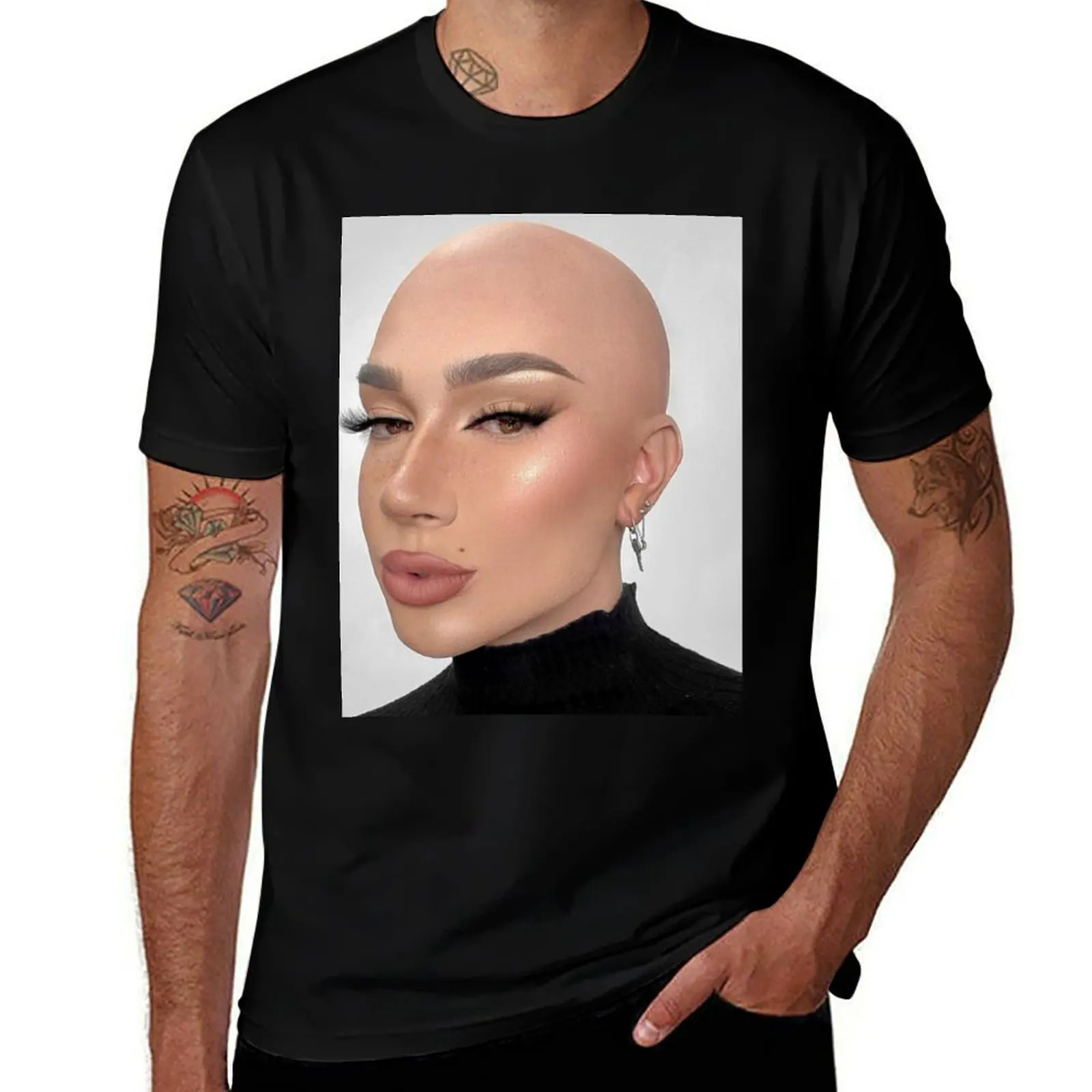 

James Charles Bald T-Shirt Summer Print Short Sleeve Tee