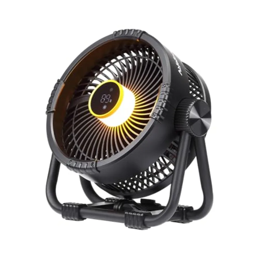 

Portable fan for camping, tent, outdoors, office, travel, RV; ABS plastic; black; 20000mAh battery, 4 wind speeds, hook, bright