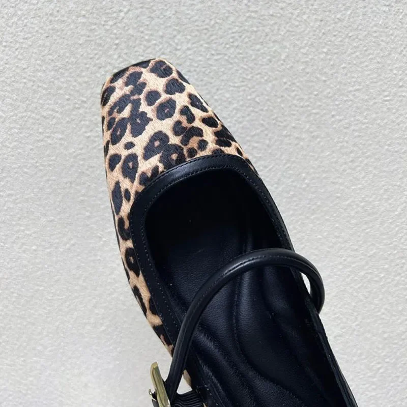 2024 Women\'s Flat Shoes Round Toe Leopard Print Casual Shoes Woman Breathable Slip-on Outdoor Soft Mary Jane Shoes 2024 New