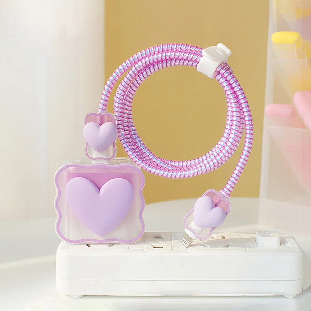 

Защитный чехол для зарядного устройства, 3D-бабочка/сердце любви для Apple 18/20 Вт, защитная оболочка для быстрой зарядки, устройство для намотки USB-кабеля