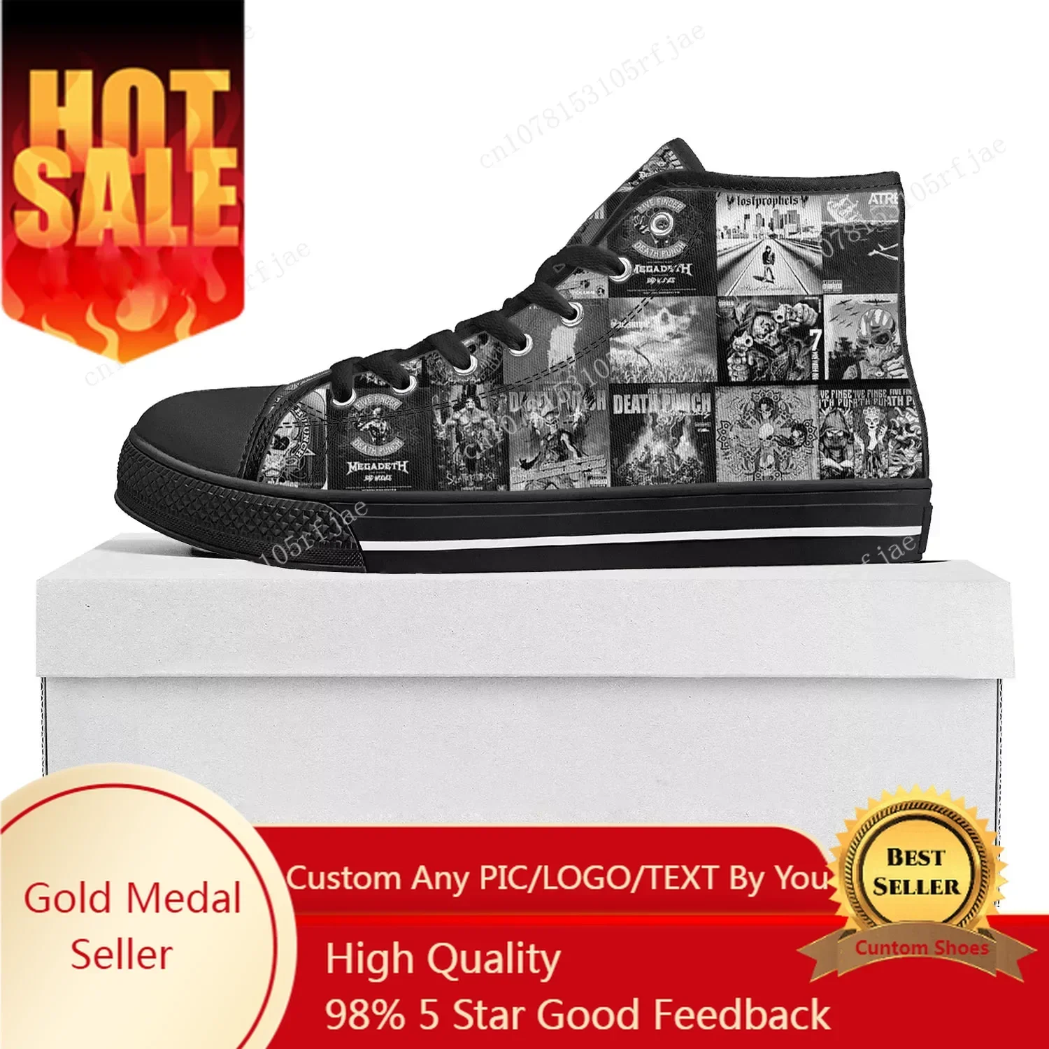 Five Finger Death Punch Pop High Top High Quality Sneakers Mens Womens Teenager Canvas Sneaker Casual Couple Shoes Custom Shoe