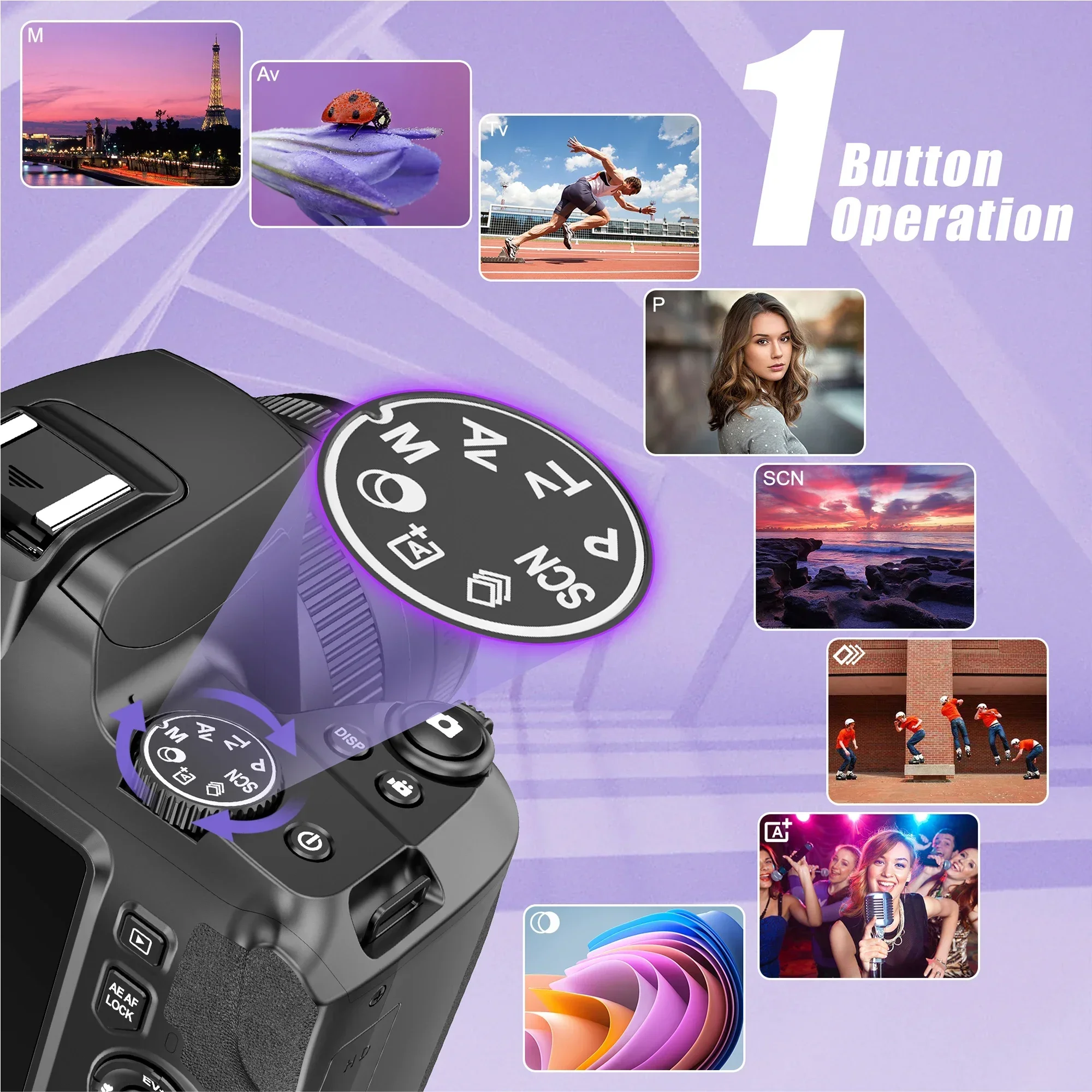 4K Didigital Cameras for Photography 10X Optical Zoom Auto Focus DSLR Camera 64MP WiFi Vlogging Webcam Video Camera for Youtube