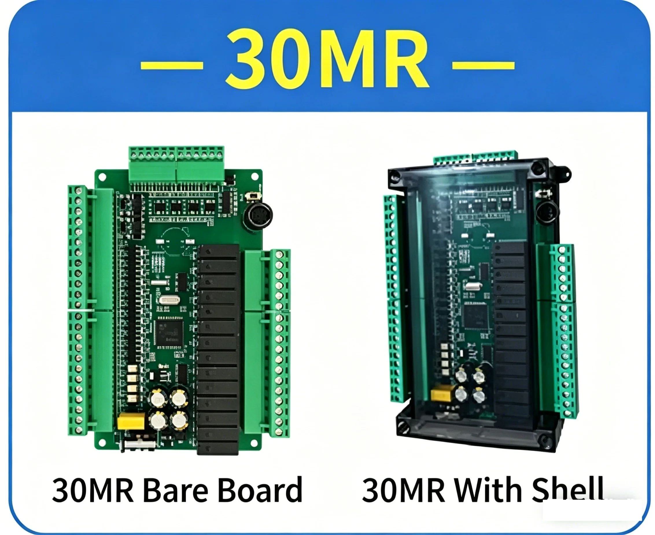 

FX3U KW3U 24MR 24MT 30MR 30MT 16Input 14Output With RS232 RS485 （9600/38400/115200、7、E、1） Relay Transistor PLC 6AD 0-10V 2DA