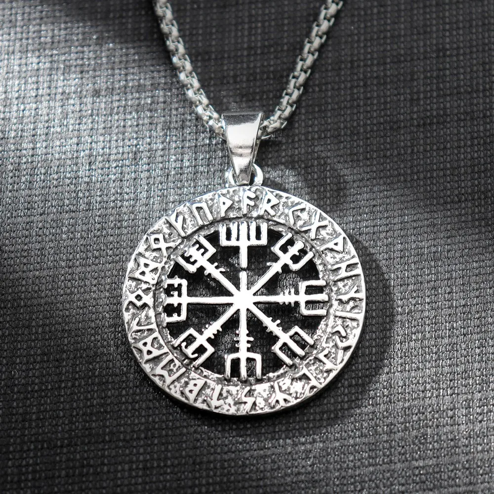 New Vintage Viking Rune Celtic Compass Pendant Charm Men\'s Necklace Fashion Hip Hop Punk Jewelry Accessorie Party Gift Wholesale