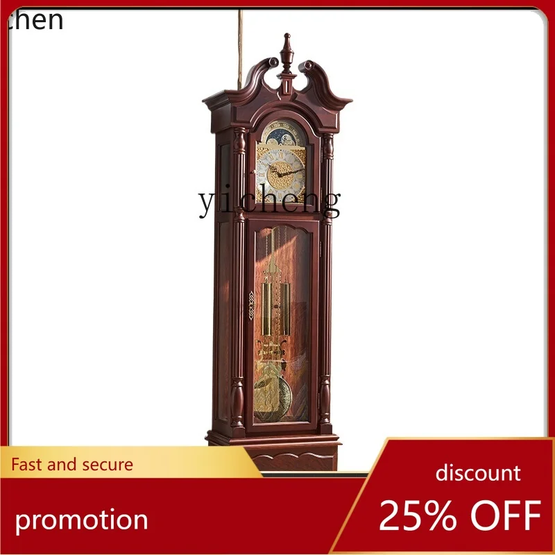 

HT Mechanical Floor Clock Living Room Villa Vertical Clock New Chinese Retro Large Pendulum Clock