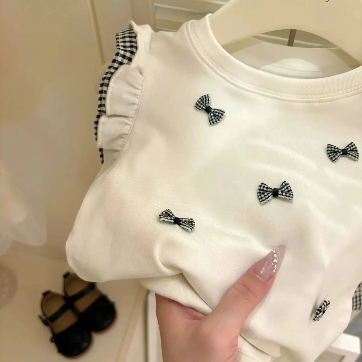 Kids Children Birthday Casual 2pcs Clothes 2025 Baby Girls Summer Clothing Set Cute Bow Tops Tees T Shirts+plaid Shorts,elegant