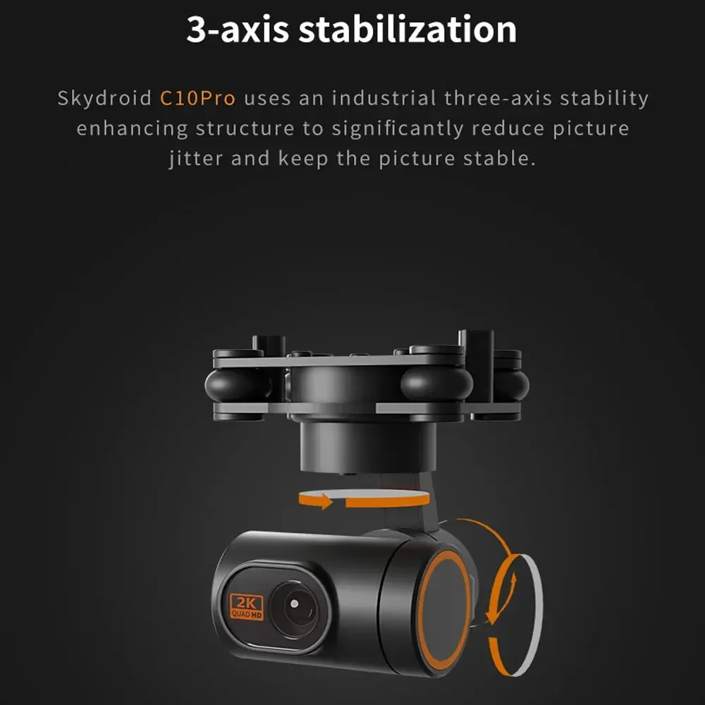 SkyLevid-Petite caméra à cardan C10 Pro, 2K HD, 3 axes, prise en charge 1080P, retour d'image, compatible avec la télécommande T12, H12, H16, H16 Pro