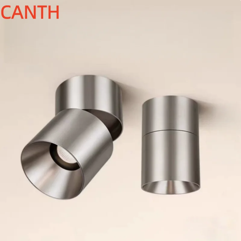 Bauhaus Concealed Adjustable-Angle Folding Cylindrical Lamp in Industrial Style, with Brushed Silver Finish