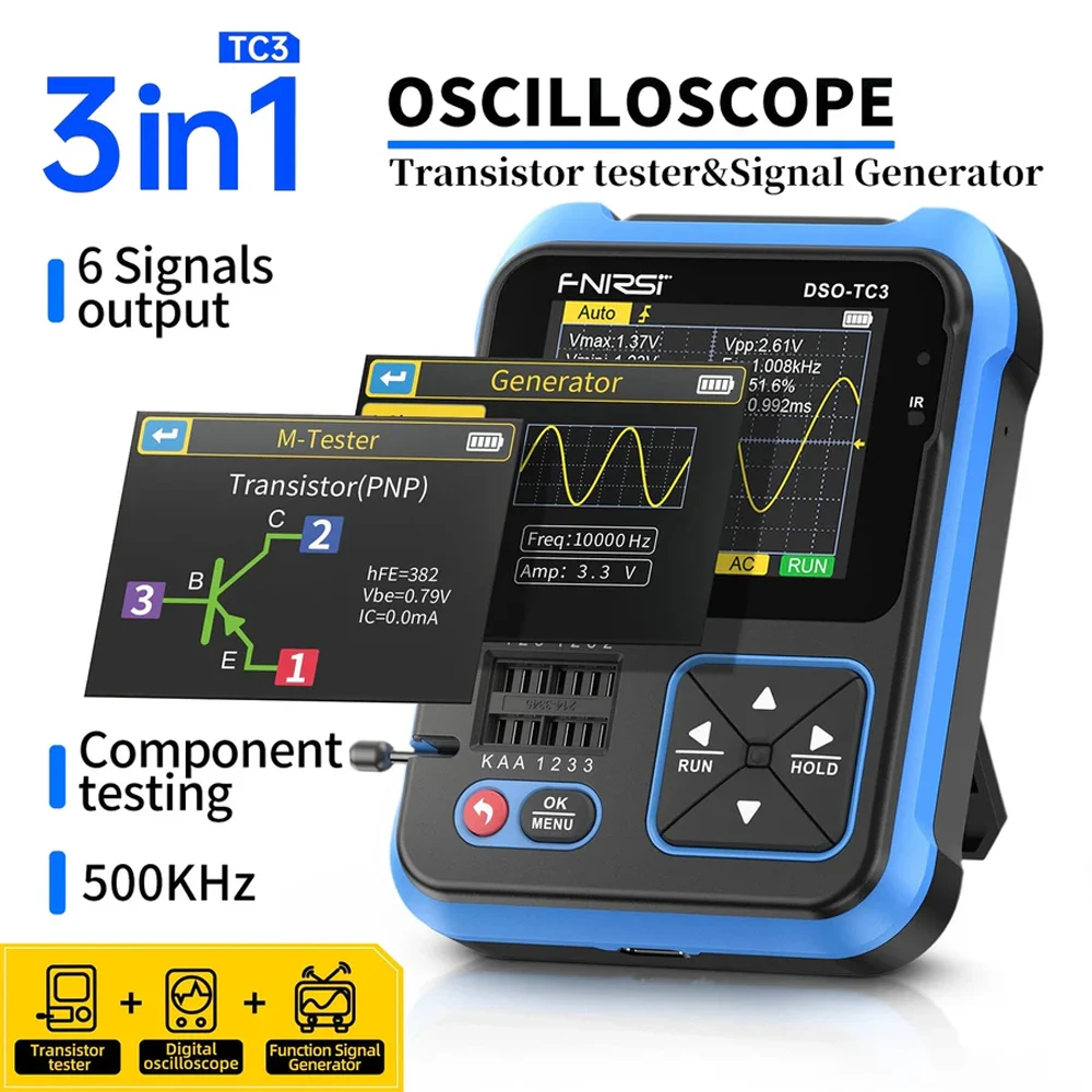 Fnirsi Digital Oscilloscope Handheld - DSO-TC3 Osiloskop Digital Genggam Penguji Transistor