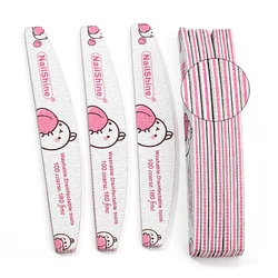 3 Pcs/Lot Manicure Files Pink Rabbit Style Acrylic Nail File 100/180 Grit For UV Gel Pedicure Care Beauty Nail Files Tools