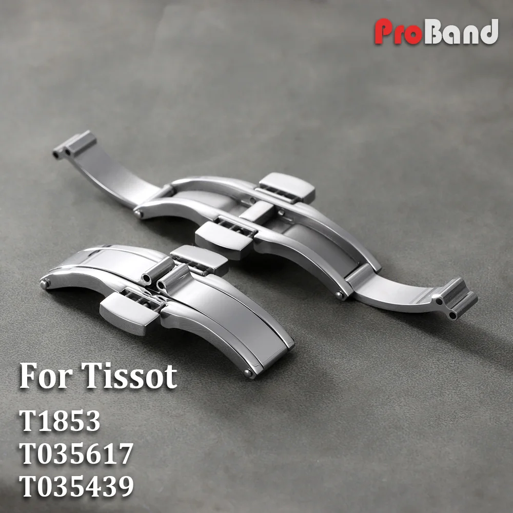 

Silver Stainless Steel Clasp for Tissot 1853 T035617 T035439 Watch Buckles Double Press Watch Strap Folding Buckle Metal Button