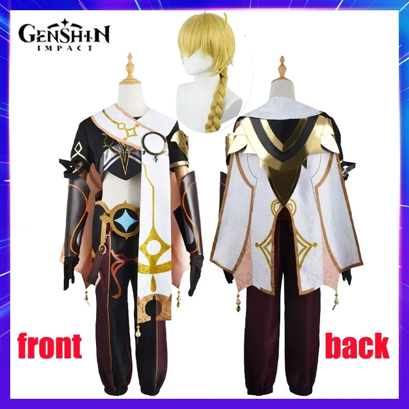Game Genshin Impact Traveler Aether Cosplay Costume Anime Kong Figure Party Halloween Outfit Wig Dress Full Sets Women Uniforma;