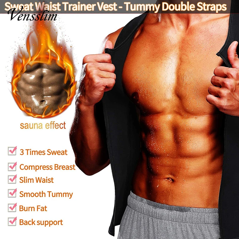 Vensslim Men Waist Trainer Sauna Vest Fitness Corset Abdomen Slimming Body Shaper Belly Reducing Shapewear Burn Fat Trimmer Belt