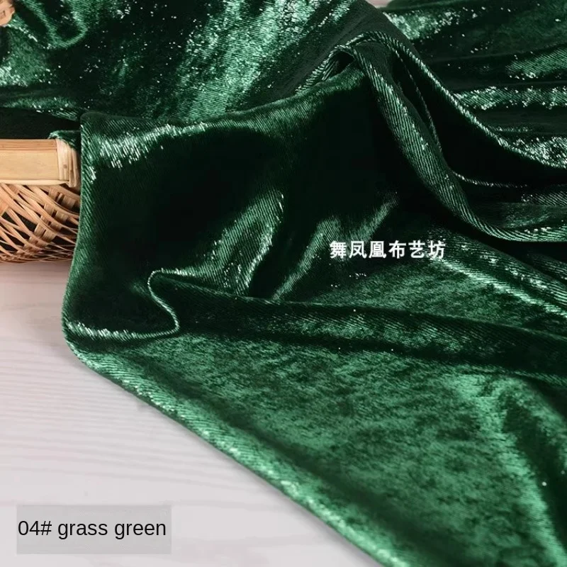 Golden Velvet Dyed Fabric Shiny Grass Green Cheongsam Dress Apparel Sewing Fabric Wholesale Cloth Meters Diy Material