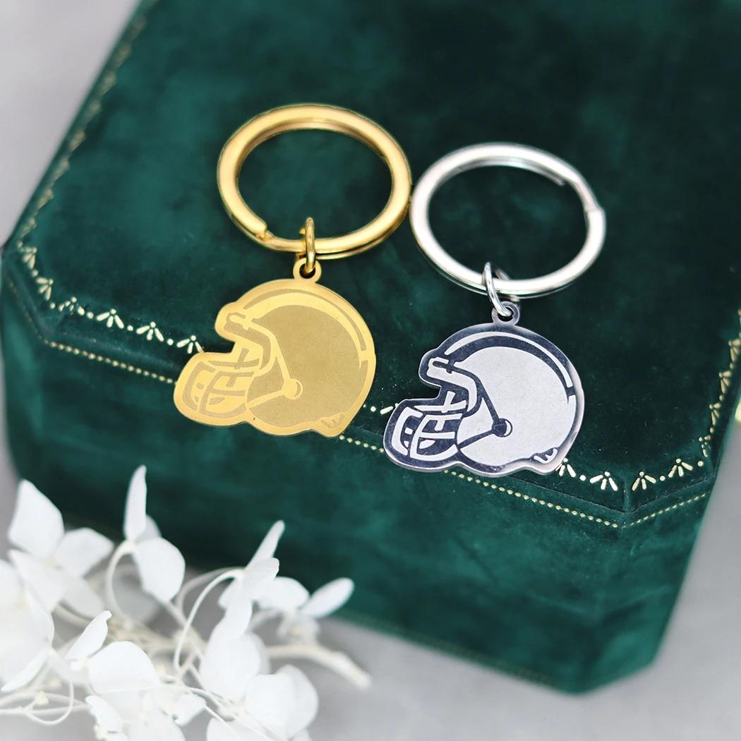 

Stainless Steel American Football Helmet Custom Name Keychain For Men Key Ring Engraved Keyring Trendy Jewelry Gift