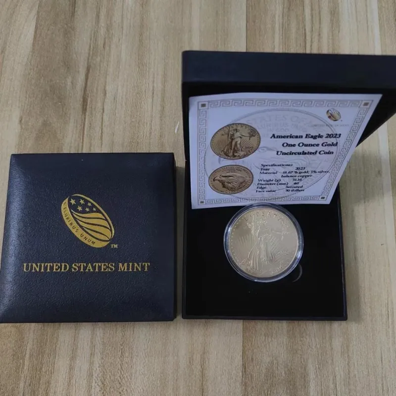 

2023 US Gold Coin 1OZ Liberty Coin with Box Eagle Coin Collectibles Art Creative Home Decorations