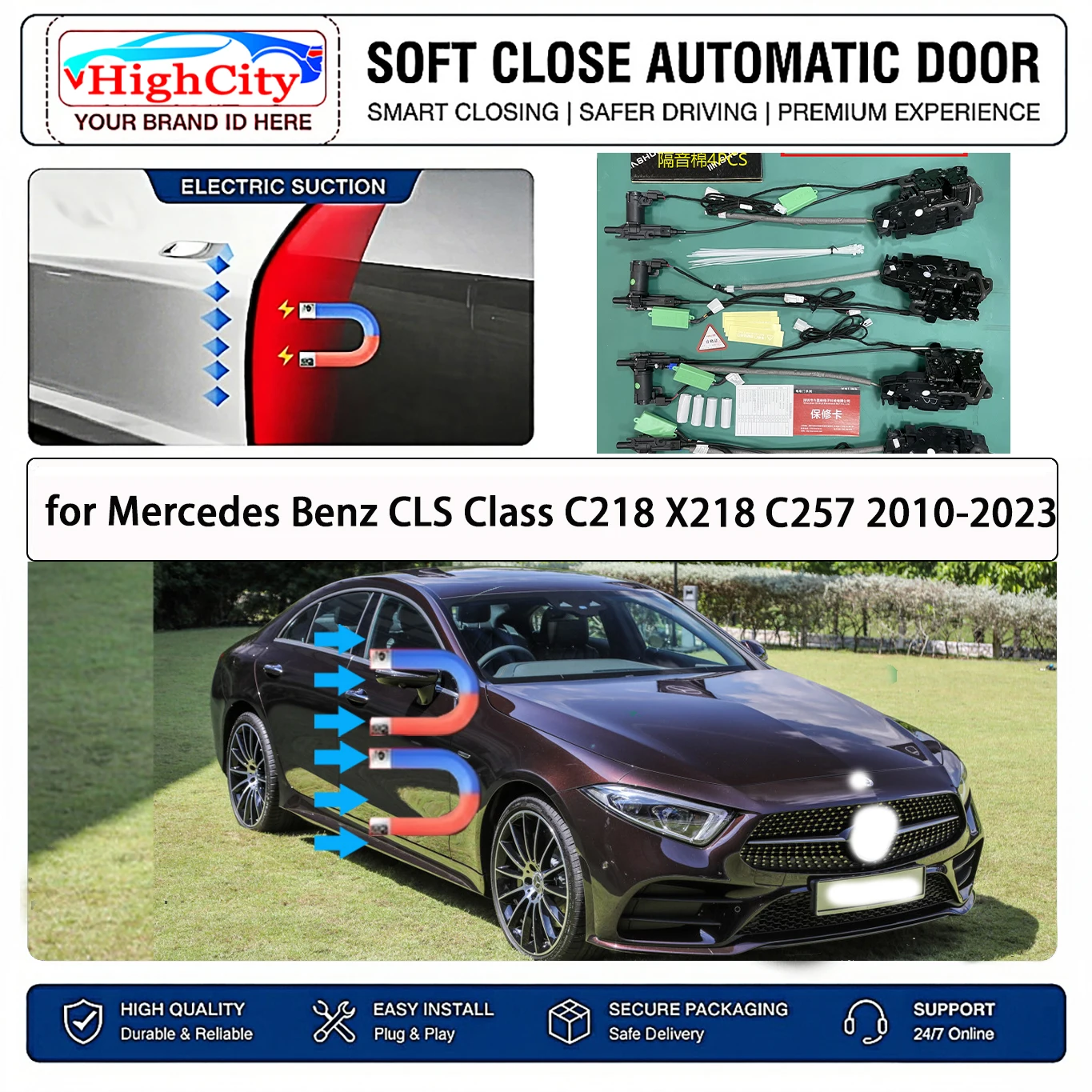 for Mercedes Benz GLS X167 GLE W167 Electric Suction Soft Close Door Kit Smart Anti Pinch Auto Cinch Latch System No Slam Silent