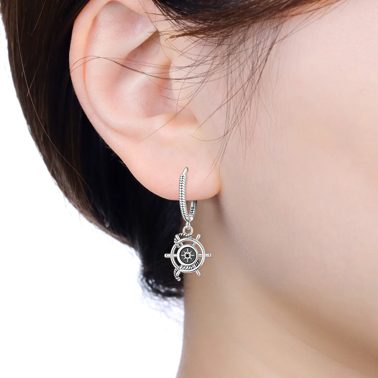 Orstarry 925 فضة الدفة البوصلة أقراط المجوهرات الأصلية إسقاط أقراط مجوهرات حفلة الذكرى الهدايا العصرية #3