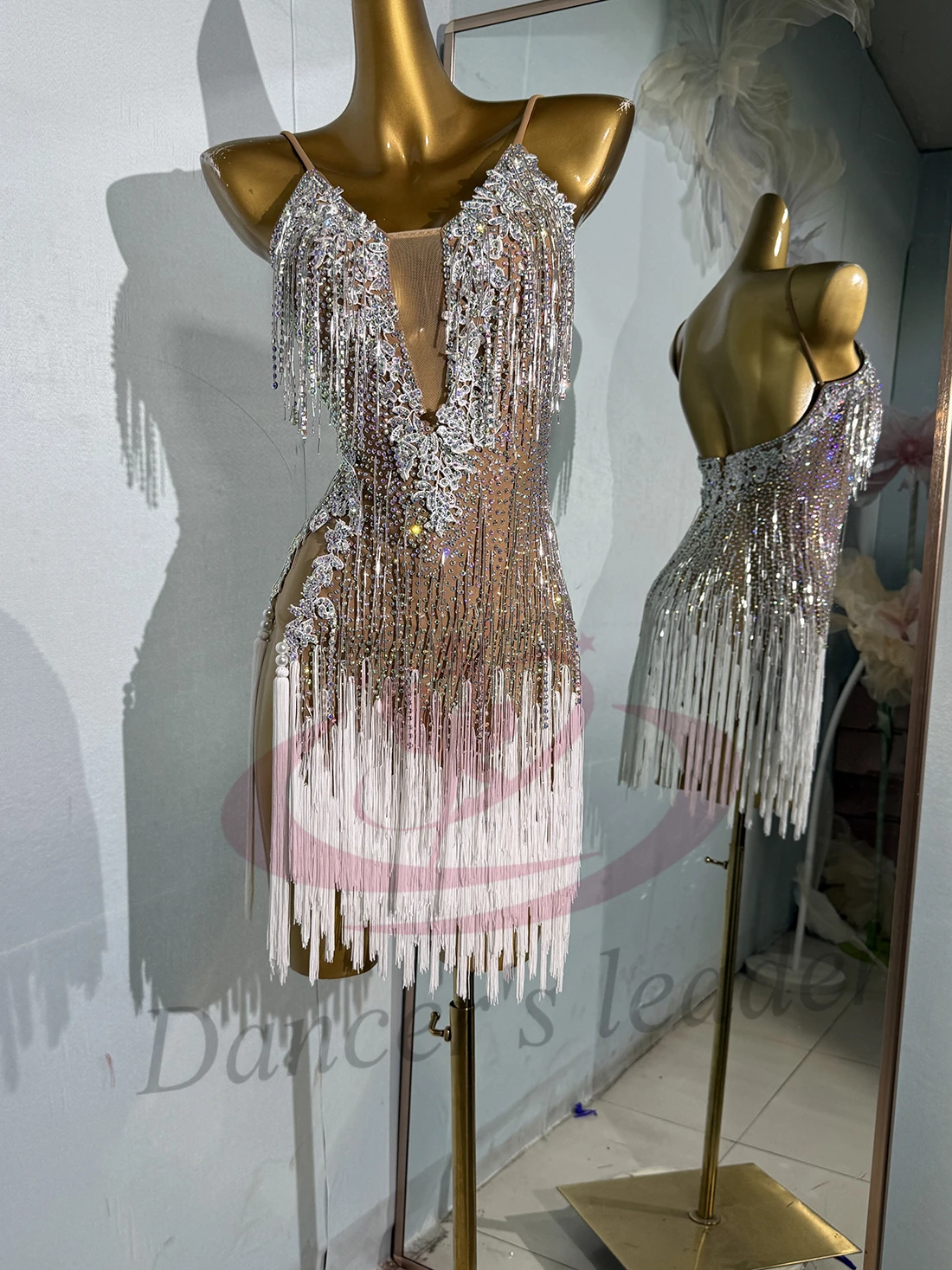 라틴 댄스 성인 어린이 드레스 라인 석 하이 엔드 맞춤형 눈송이 서스펜더 탱고 여성 성인 전문 의류