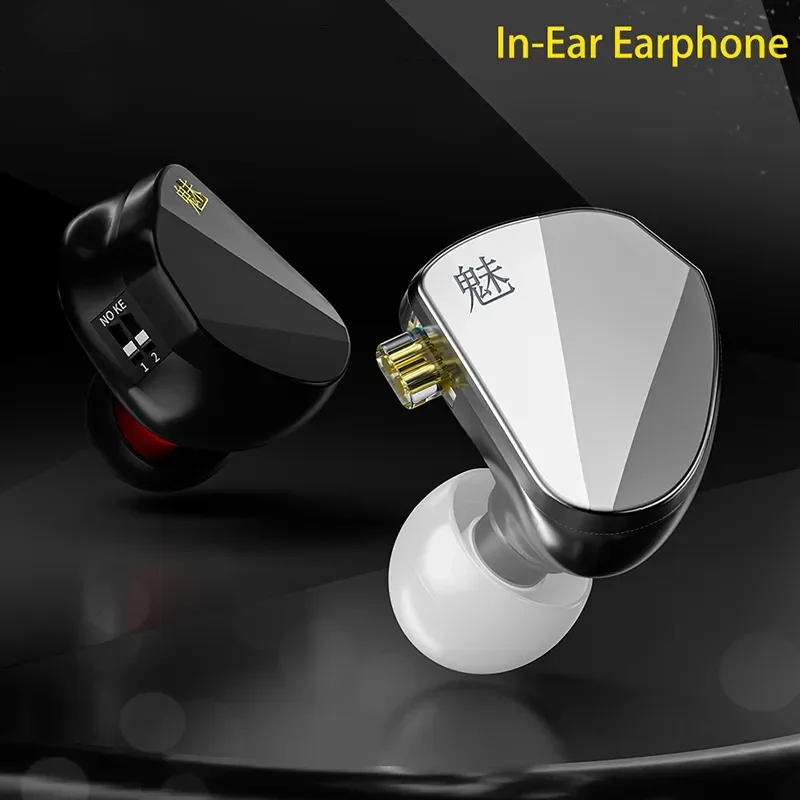 CVJ Mei HIFI Earphone Knowles 1DD+2BA Hybrid Drive Wired 2Pin Cable Earphone with Tuning Switches Monitor In-ear Earbuds