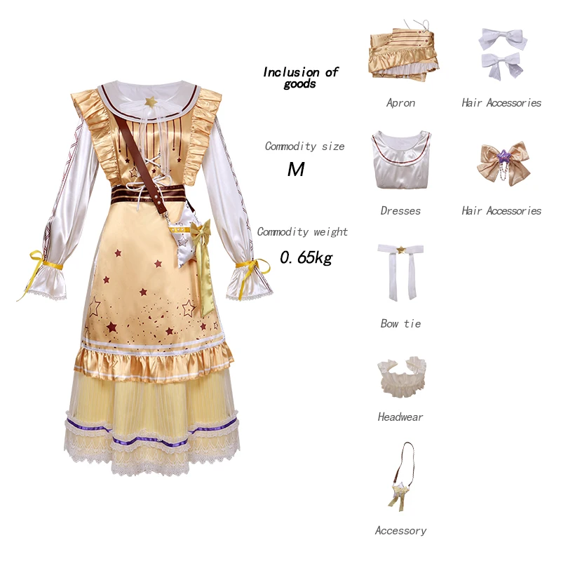 Gioco Anime Anne Lester Toy Merchant Costume Cosplay Parrucca luccicante Abito giallo Uniforme Set completo Donna adulta Kawaii Abito di Halloween