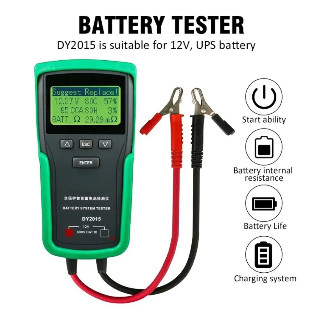 

DY2015A 12V&24V Automotive Starting Battery Tester Voltages Load Battery Charger Automotive Starting Lead-Acid Battery Analyzer