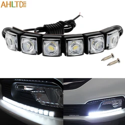 1X Car Universal Led DRL Daytime Running Light Flexible 6LED White Waterproof Driving Fog Bulb turn Signal Lamp Auto styling 12V