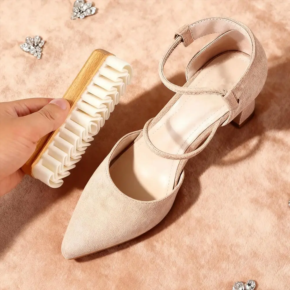 Shoe Brush Natural Wood Handle Brush Suede Shoe Brush Set with Natural Wood Handle Soft Crepe Eraser Multifunctional Cleaner
