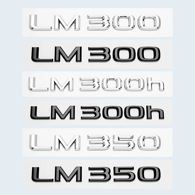 

3D Chrome Glossy Black ABS Letters Number LM300 LM350 LM300h HYBRID Emblem For Lexus Car Trunk Logo Badge Sticker