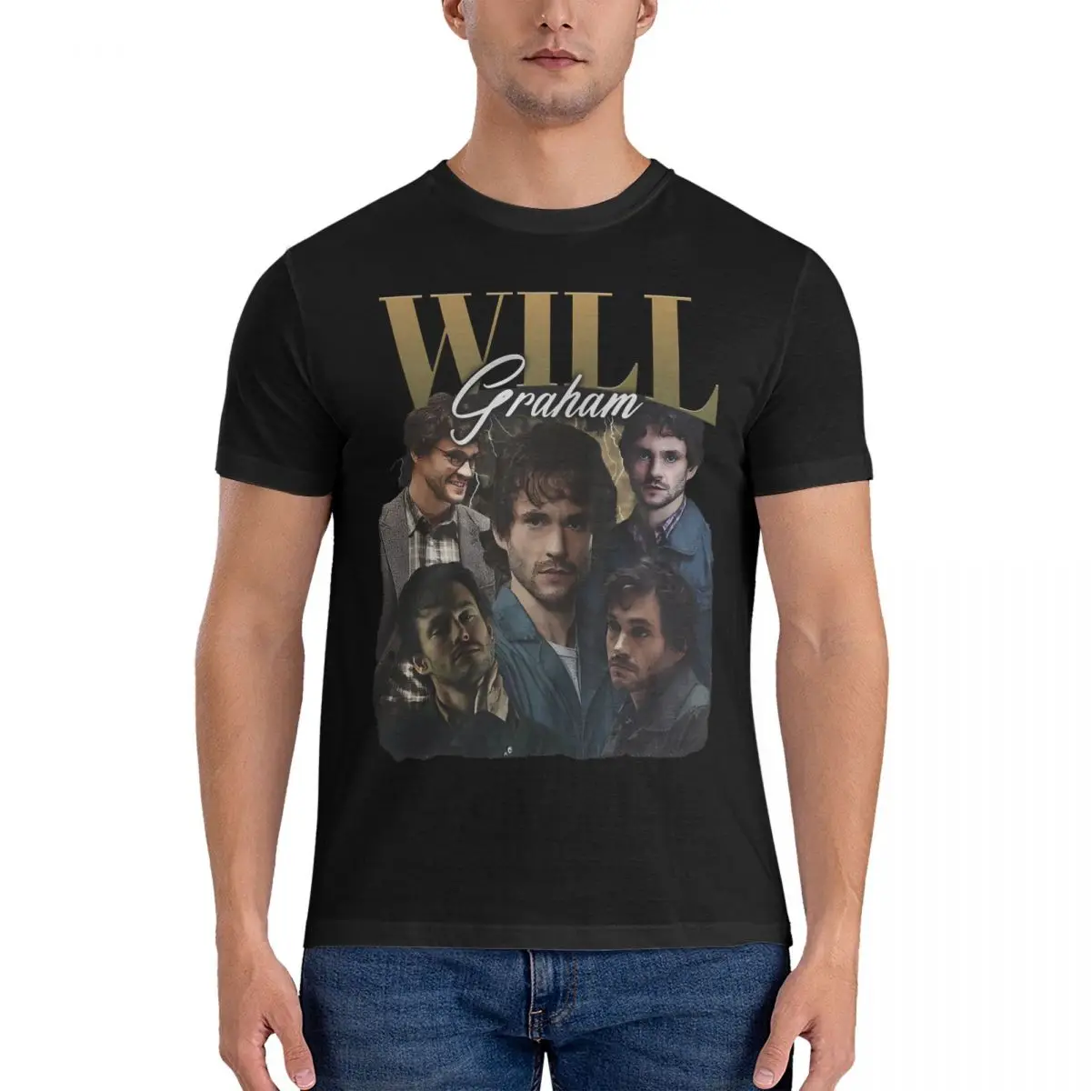 Will Graham Vintage Washed T Shirts hannibal lecter 100% bawełna Topy rekreacyjne Koszulki z krótkim rękawem O Neck Tees Prezent urodzinowy T-Shirt