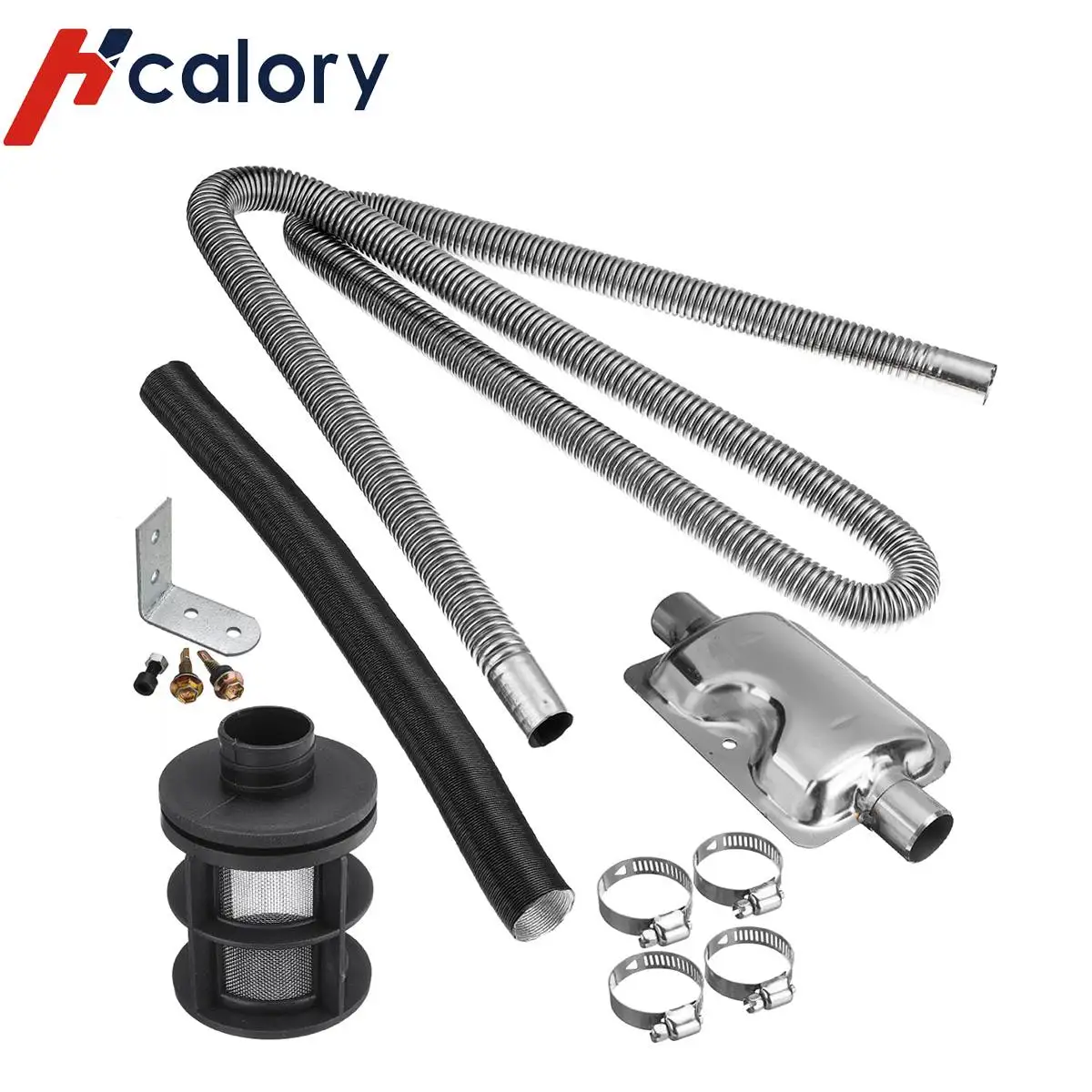 Hcalory 180cm Air Parking Heater Exhaust Pipe with Clamps Silencer Filter Heater Ducting Fuel Exhaust Pipe Hose Tube