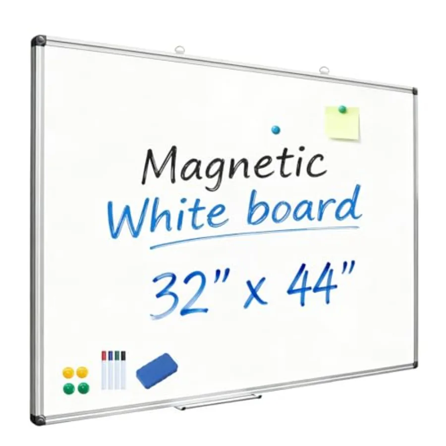 

32x44 Inch Magnetic Dry Erase Whiteboard Silver Aluminum Frame Wall-Mounted for Home School Office Conference Room
