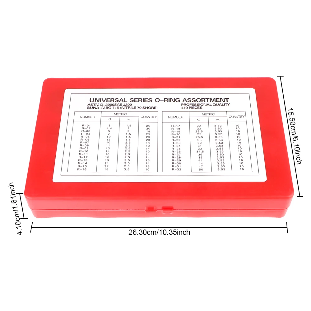 O-Rings 32 Metric Sizes Universal Buna-N Gasket Sealing Replacement 419PCS Rubber O-Ring Assortment Kit