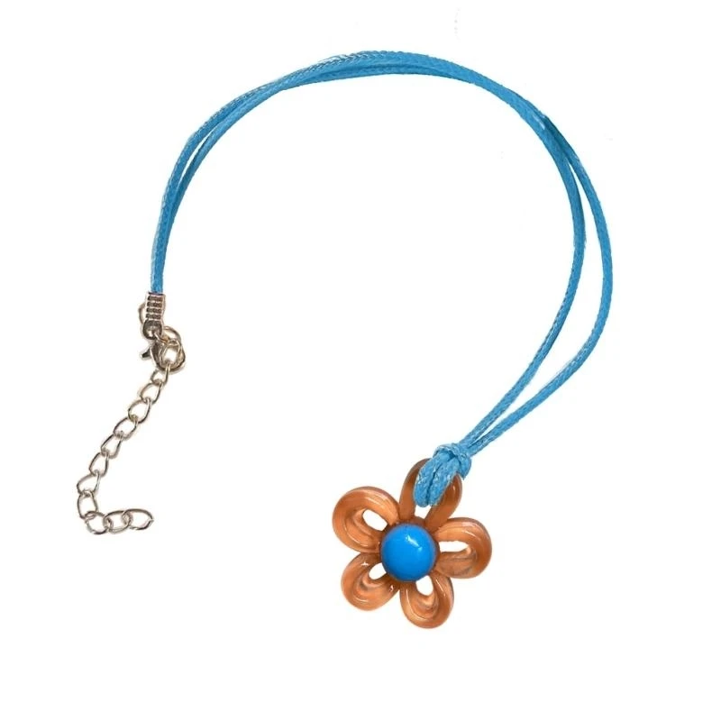 Hong Kong- Retro Braided Leather- Rope Hollow Big Flower Necklace Female Hip-hop Cold Wind Long Sweater Neck Chain