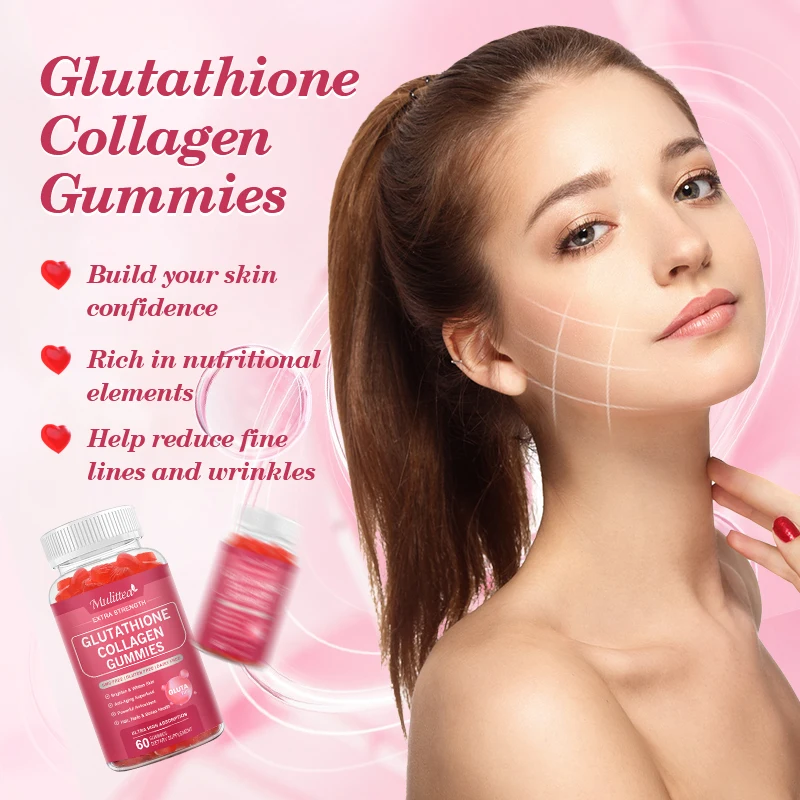 Mulittea Hydrolyzed Collagen Glutathione gummies with Brightening Skin Whitening  Anti-Aging  Antioxidant Imrpove Immune