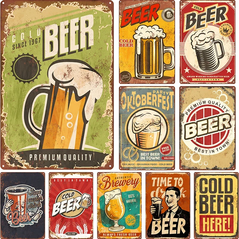 1pc 'Cold Beer' Vintage Metal Sign (20x30cm / 7.87x11.81in): Refreshing Retro Bar Decor for Beer Aficionados