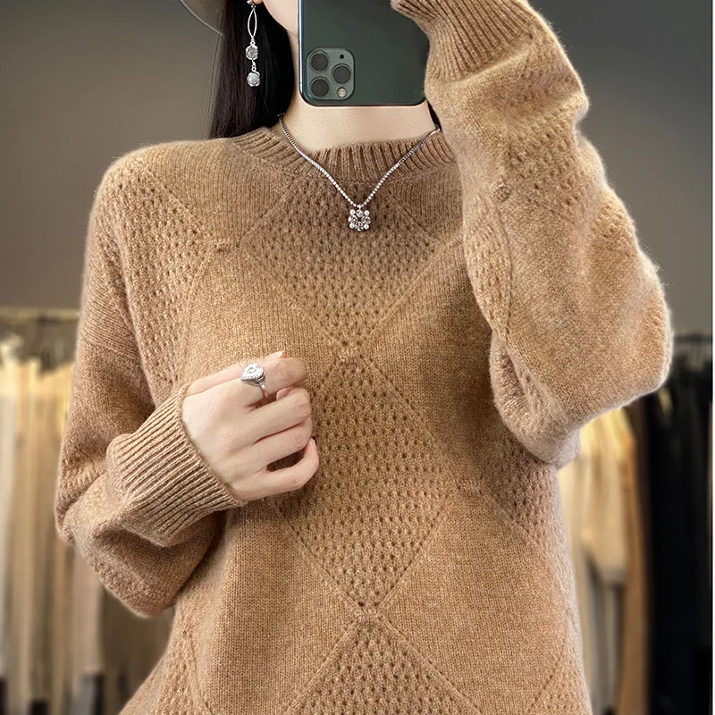 

Fashion Women Wool Sweaters Long Sleeves Loose Lady O-neck Pullovers New Fashion 2023 Women's Clothing NJS01