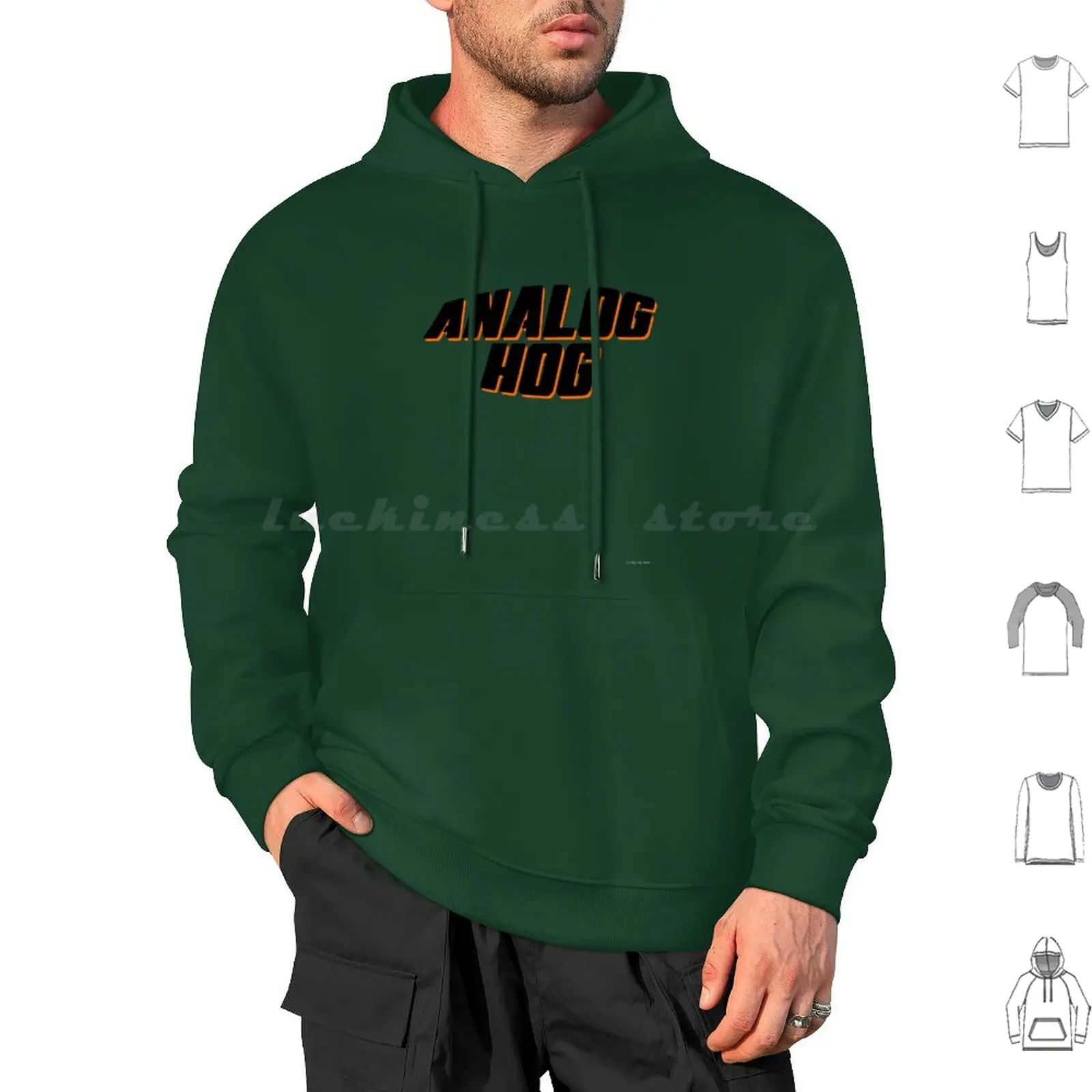 Analog Hog By 360 Sound And Vision Hoodies Long Sleeve Analog Hog Logo Slogan Label 360 Sound And Vision Music Retro