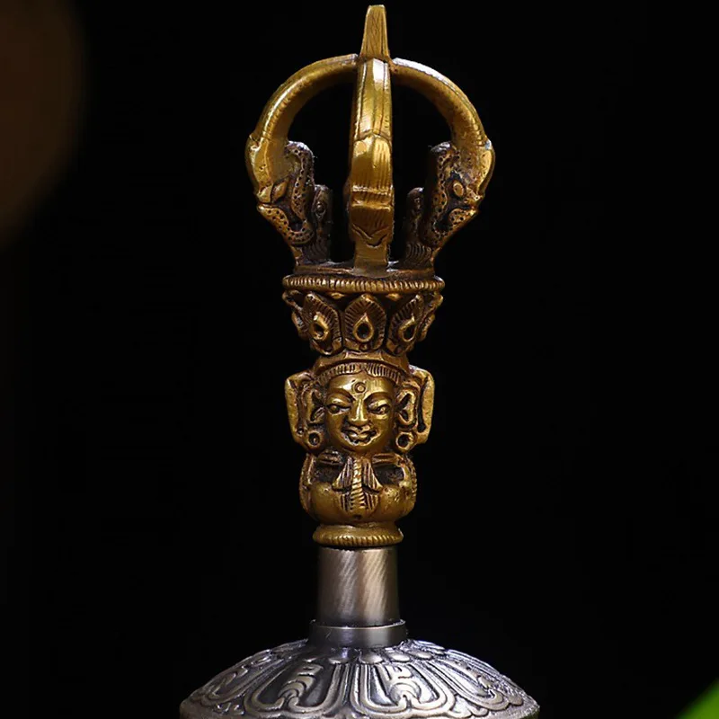 Vajra , -style ethnic , five-pronged bell, Tibetan Buddhist pure bronze ornament