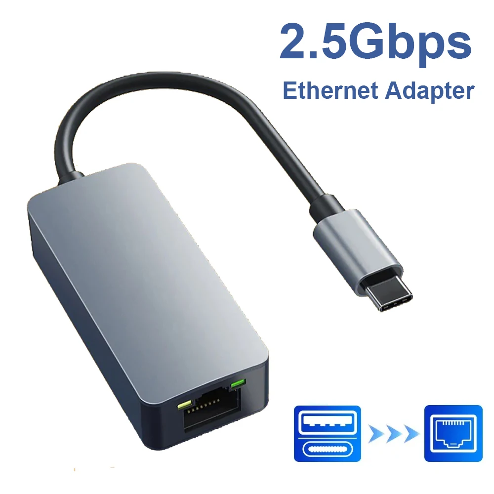 2500Mbps Ethernet Adapter USB 3.0 Type-C Ethernet To RJ45 2.5G USB 3.0 Wired Adapter Converter LAN Network Card for Windows/MAC