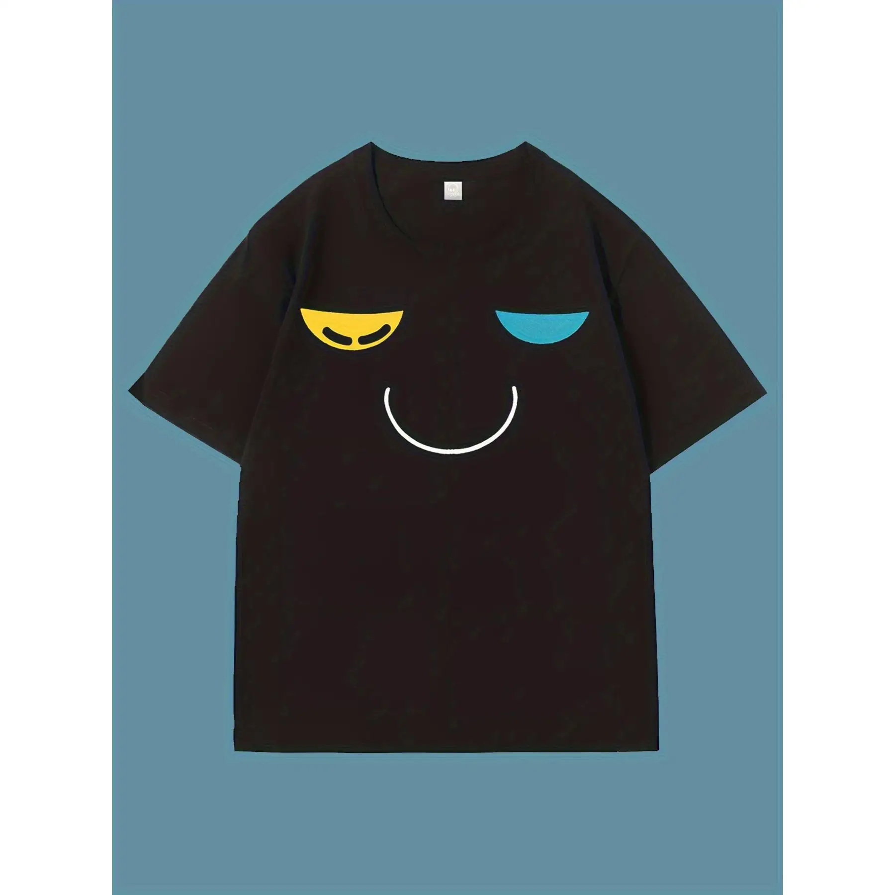 

Cool Smiley Face T-shirt Women Men Funny Expression Graphic Tee Minimalist Design Casual Oversized Cotton Tops